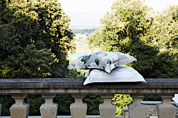 Signoria Bedding - Gardenia Collection is showcasing pillow shams in Coffee color.