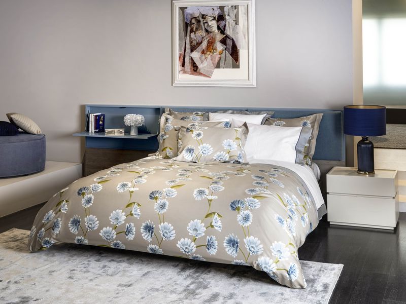 Signoria Firenze Gerbera Floral Printed Bedding - Khaki Blue
