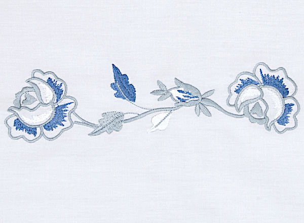 Signoria Firenze Melody Bedding Fabric Sample - White/Airforce Blue/Wilton Blue.