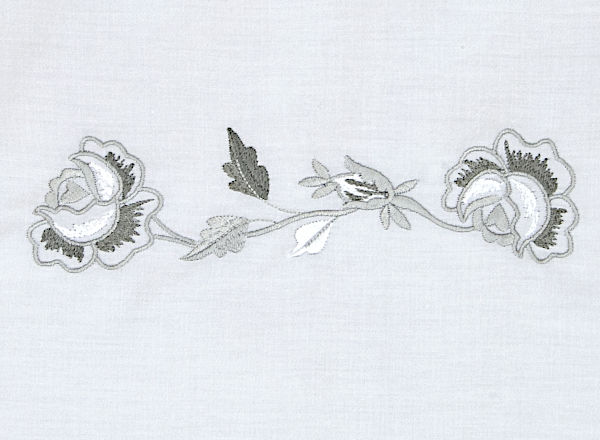 Signoria Firenze Melody Bedding Fabric Sample - White/Silver Moon/Lead Grey.