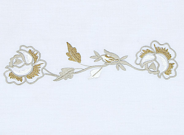 Signoria Firenze Melody Bedding Fabric Sample - White/Taupe.