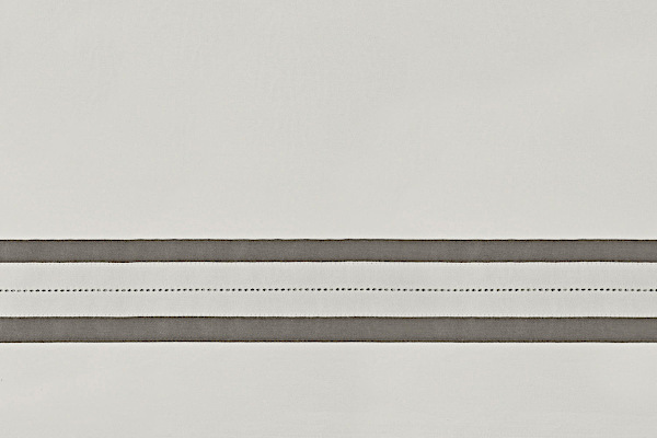 Signoria Bedding - Stresa Collection fabric sample closeup in Pearl/Lead Grey color.