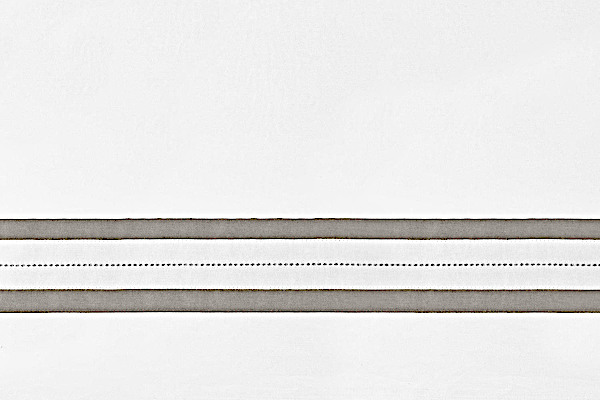 Signoria Bedding - Stresa Collection fabric sample closeup in White/Silver Moon color.