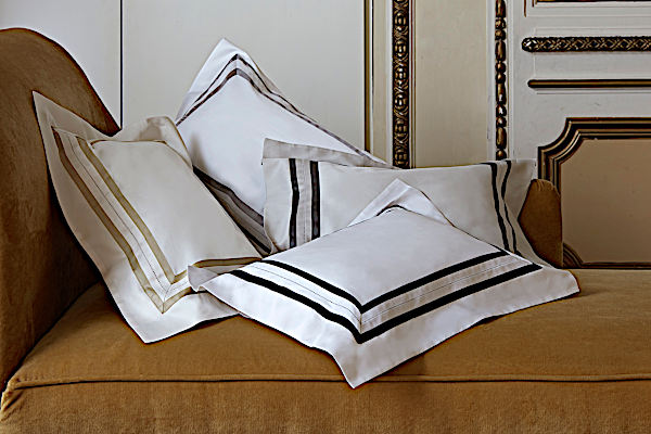 Signoria Bedding - Stresa Collection is showcasing pillow shams in Coffee color.