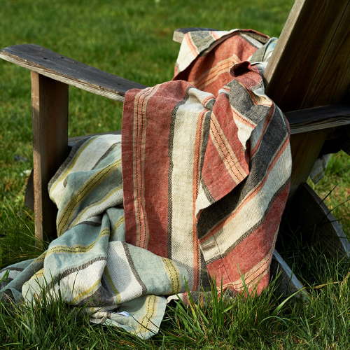 TL at home Camp & Lindsey Linen Blanket Throw Collection - Lake & Sunset