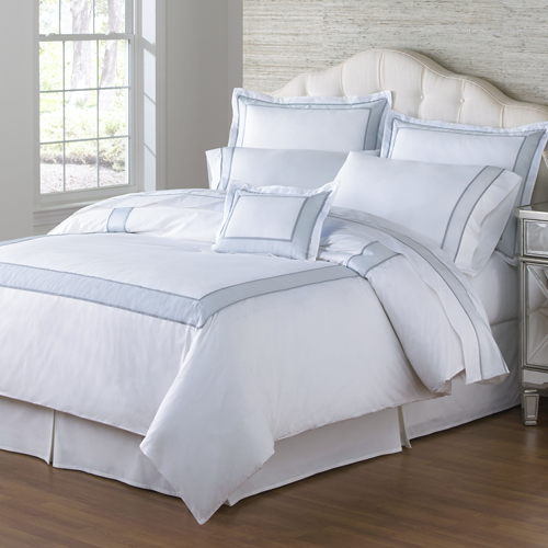 TL at home Bedding Renata Collection - White with Swedish Blue and Slate