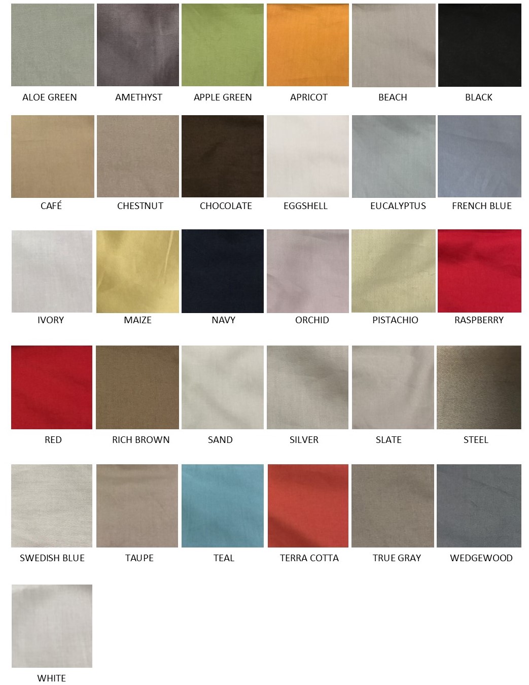 TL at home Bedding Base Sheet & Sateen Color Swatch Set